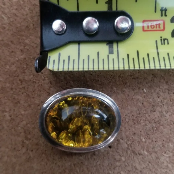 Large, amber style sterling clip-on earrings, vintage - Picture 5 of 5